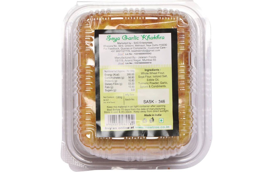 New Tree Soya Garlic Khakhra    Box  180 grams